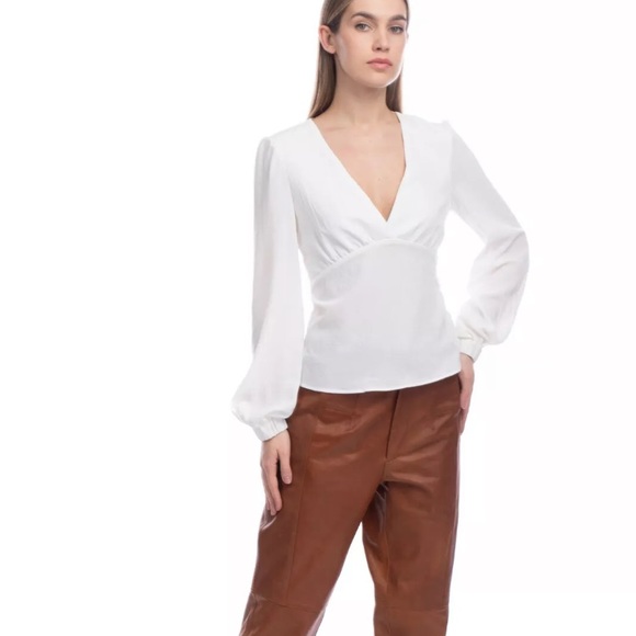 BA&SH Crepe Blouse Size Cut-Out Back Balloon Sleeve - Picture 2 of 7